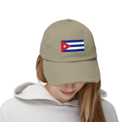 Cuban Flag Unisex Distressed Cap, Casual Headwear, Gift for Him/Her, Summer Accessory, Travel Essentials, Vintage Look