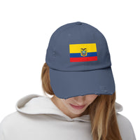 Ecuador-Flagge-Cap im Used-Look, Unisex-Freizeitmütze, Baseballkappe im Used-Look, Geschenk für Reisende, Sommeraccessoire, Outdoor-Ausrüstung