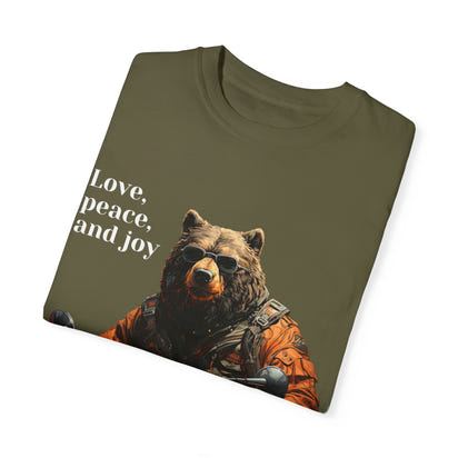 Camiseta unisex teñida con toque artístico (moto)