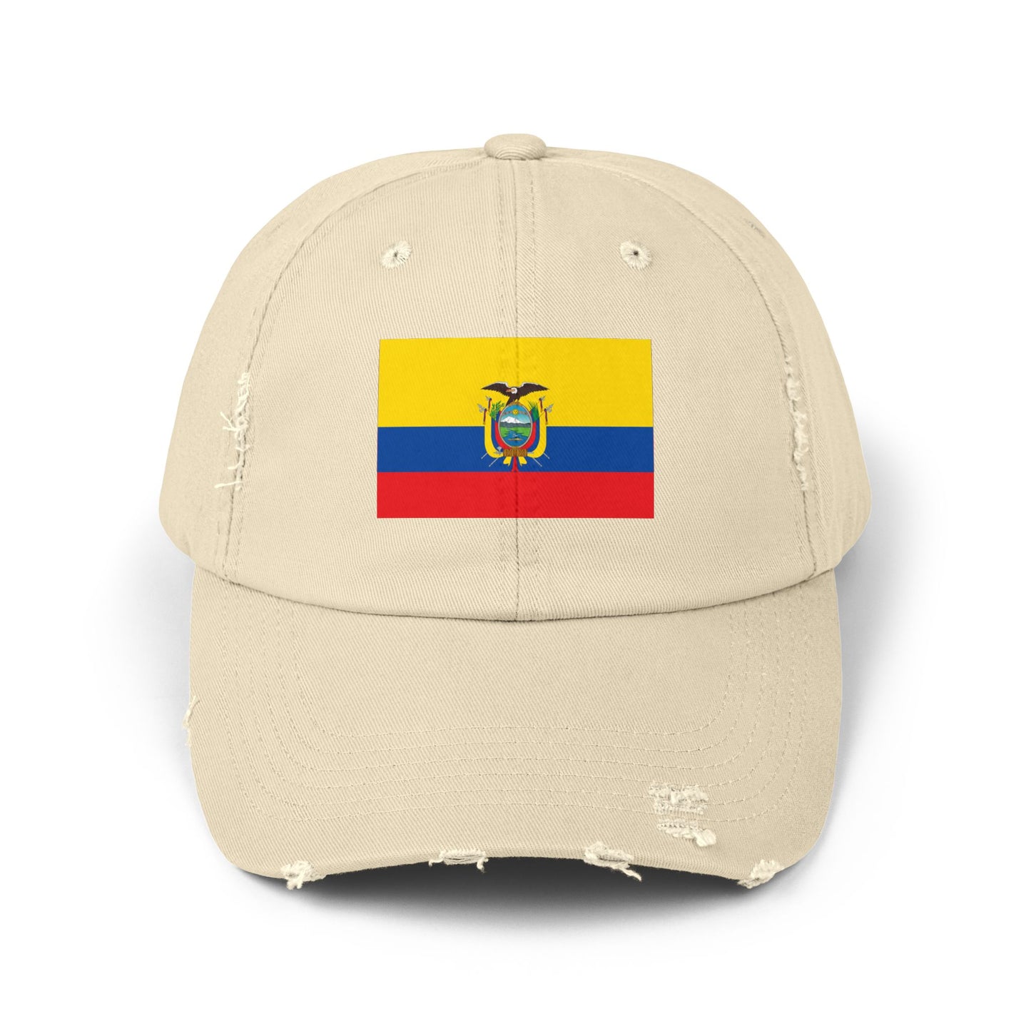 Ecuador-Flagge-Cap im Used-Look, Unisex-Freizeitmütze, Baseballkappe im Used-Look, Geschenk für Reisende, Sommeraccessoire, Outdoor-Ausrüstung