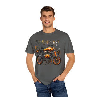 Camiseta unisex teñida con toque artístico (moto)