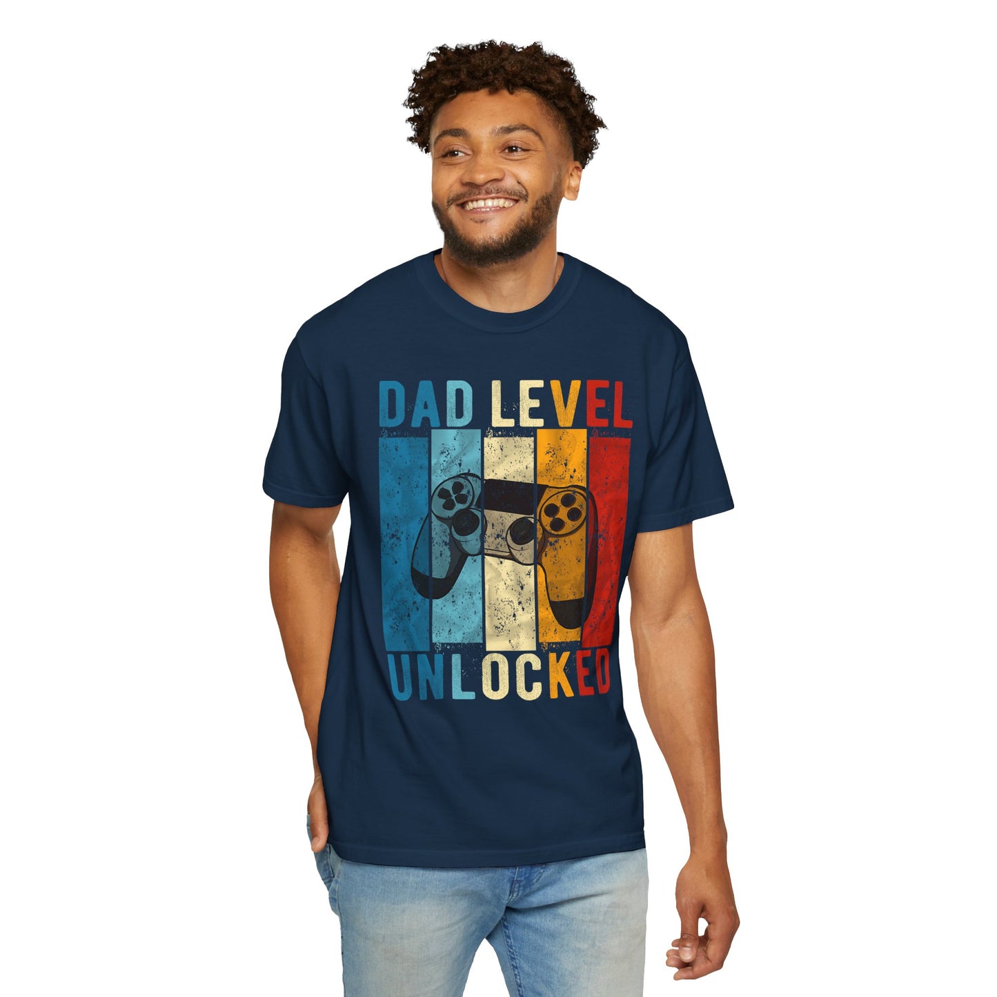 „Dad Level Unlocked“-T-Shirt, Gaming-Shirt, Unisex-Shirt, Vatertagsgeschenk, Gamer-Papa-Kleidung