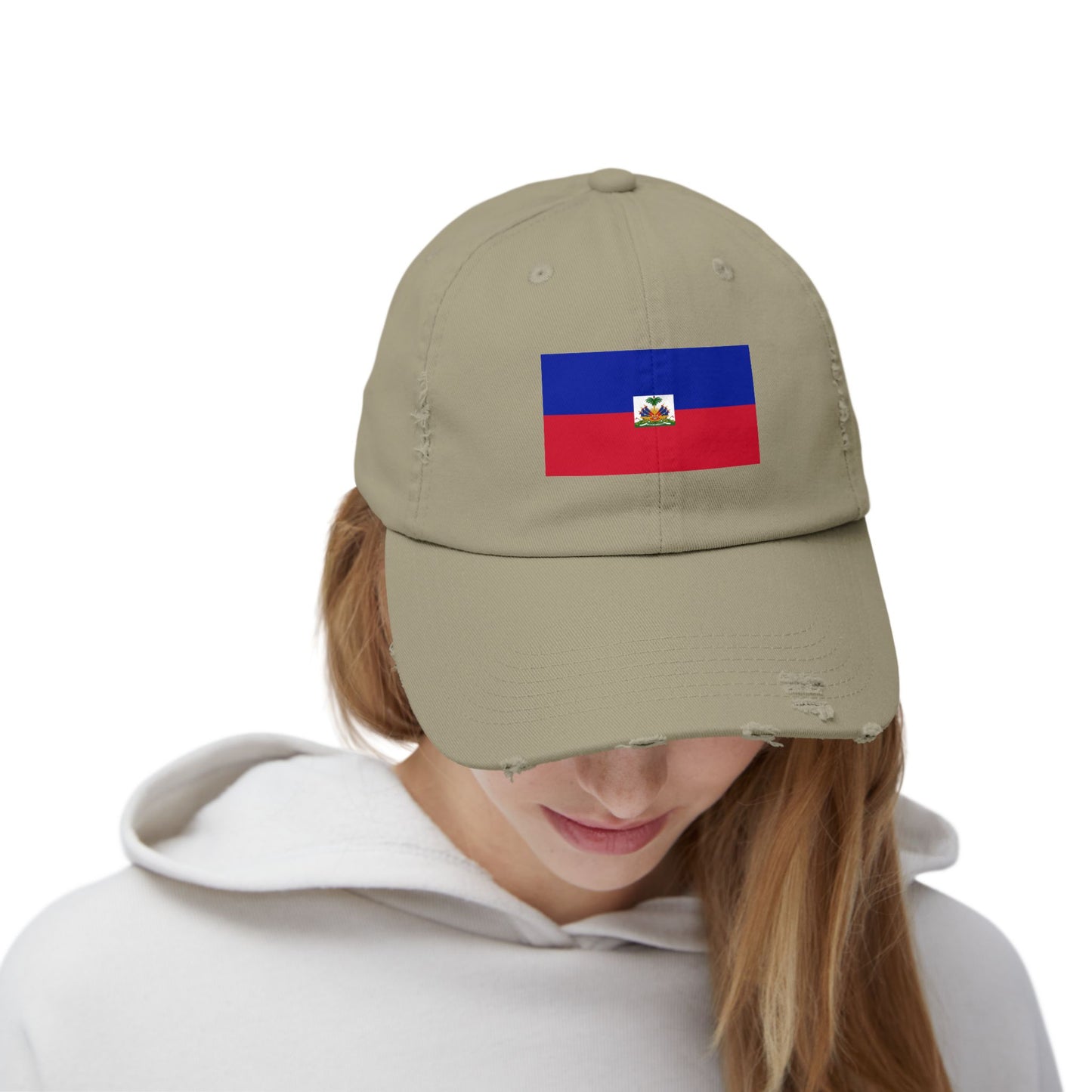 Haitian Flag Distressed Cap, Vintage Hat, Unisex Summer Accessory, Perfect for Holidays, Casual Wear, Gift Idea