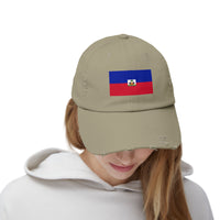 Haitian Flag Distressed Cap, Vintage Hat, Unisex Summer Accessory, Perfect for Holidays, Casual Wear, Gift Idea