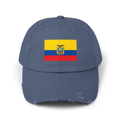 Ecuador-Flagge-Cap im Used-Look, Unisex-Freizeitmütze, Baseballkappe im Used-Look, Geschenk für Reisende, Sommeraccessoire, Outdoor-Ausrüstung