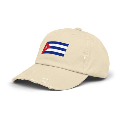 Cuban Flag Unisex Distressed Cap, Casual Headwear, Gift for Him/Her, Summer Accessory, Travel Essentials, Vintage Look