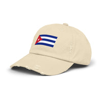 Cuban Flag Unisex Distressed Cap, Casual Headwear, Gift for Him/Her, Summer Accessory, Travel Essentials, Vintage Look