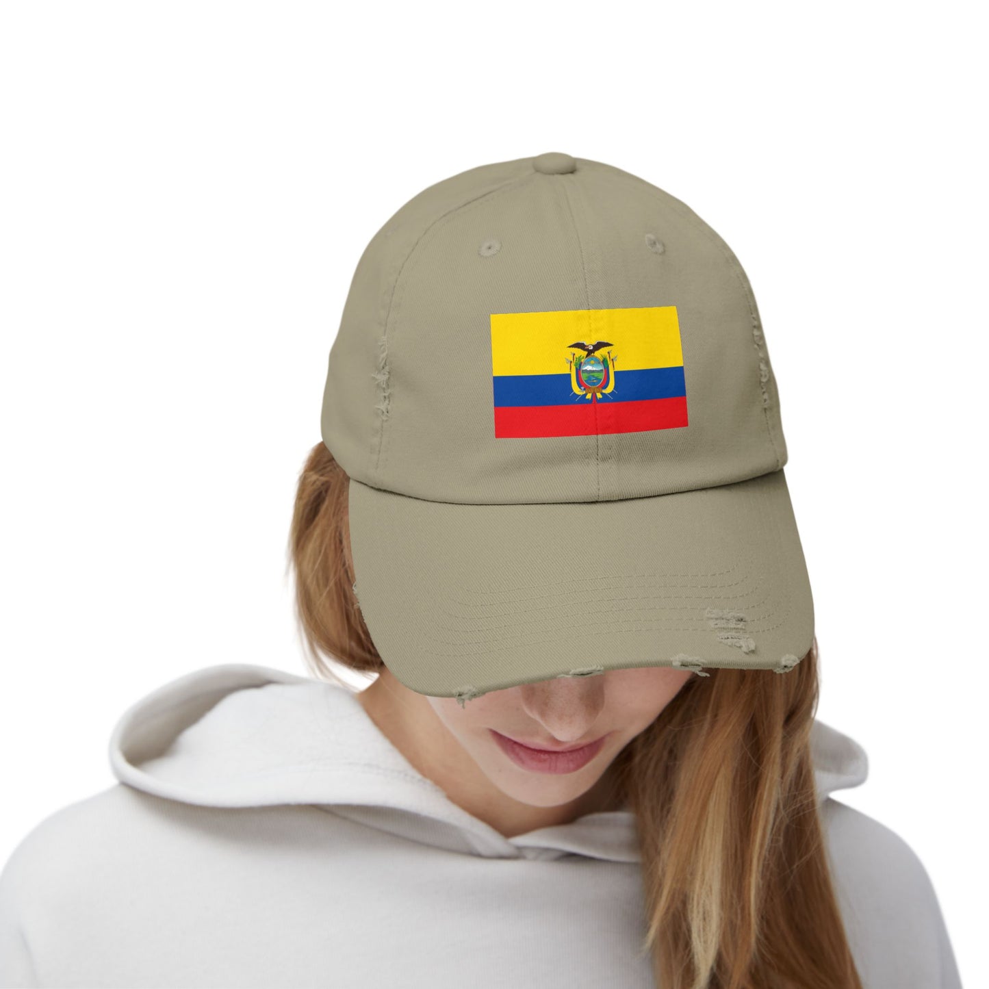 Ecuador-Flagge-Cap im Used-Look, Unisex-Freizeitmütze, Baseballkappe im Used-Look, Geschenk für Reisende, Sommeraccessoire, Outdoor-Ausrüstung
