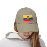 Ecuador-Flagge-Cap im Used-Look, Unisex-Freizeitmütze, Baseballkappe im Used-Look, Geschenk für Reisende, Sommeraccessoire, Outdoor-Ausrüstung