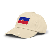 Haitian Flag Distressed Cap, Vintage Hat, Unisex Summer Accessory, Perfect for Holidays, Casual Wear, Gift Idea