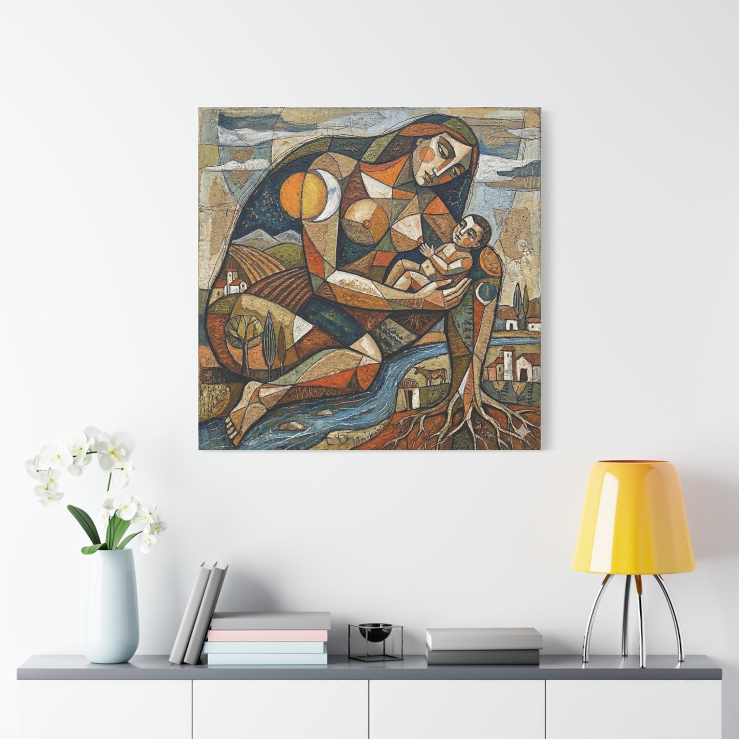 Abstract Mother and Child Matte Canvas Wall Art — Stretched 1.25"
