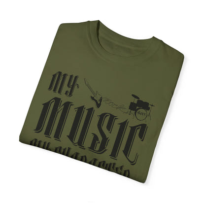 (Musik)Unisex-T-Shirt aus stückgefärbtem Material