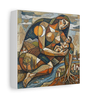 Abstract Mother and Child Matte Canvas Wall Art — Stretched 1.25