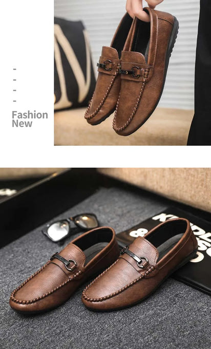 Zapatos casuales transpirables para hombre, tendencia de ocio de primavera y verano, zapatos de moda con hebilla de bocado de caballo estilo retro y pedal.