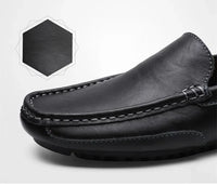 Mocasines informales transpirables de piel auténtica para hombre, zapatos de cuero sin cordones, formales, italianos, planos, para conducir