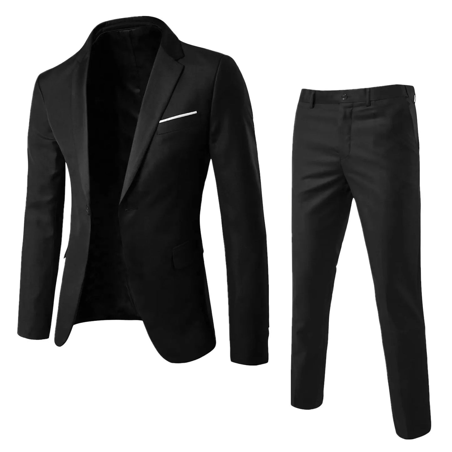 Suits Men Two Piece Sets Pant Set Blazer Turn Down Collar Full Sleeve Slim Fit Tight Waist Coat Long Pants Wedding Fabric Upgade