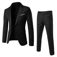 Suits Men Two Piece Sets Pant Set Blazer Turn Down Collar Full Sleeve Slim Fit Tight Waist Coat Long Pants Wedding Fabric Upgade