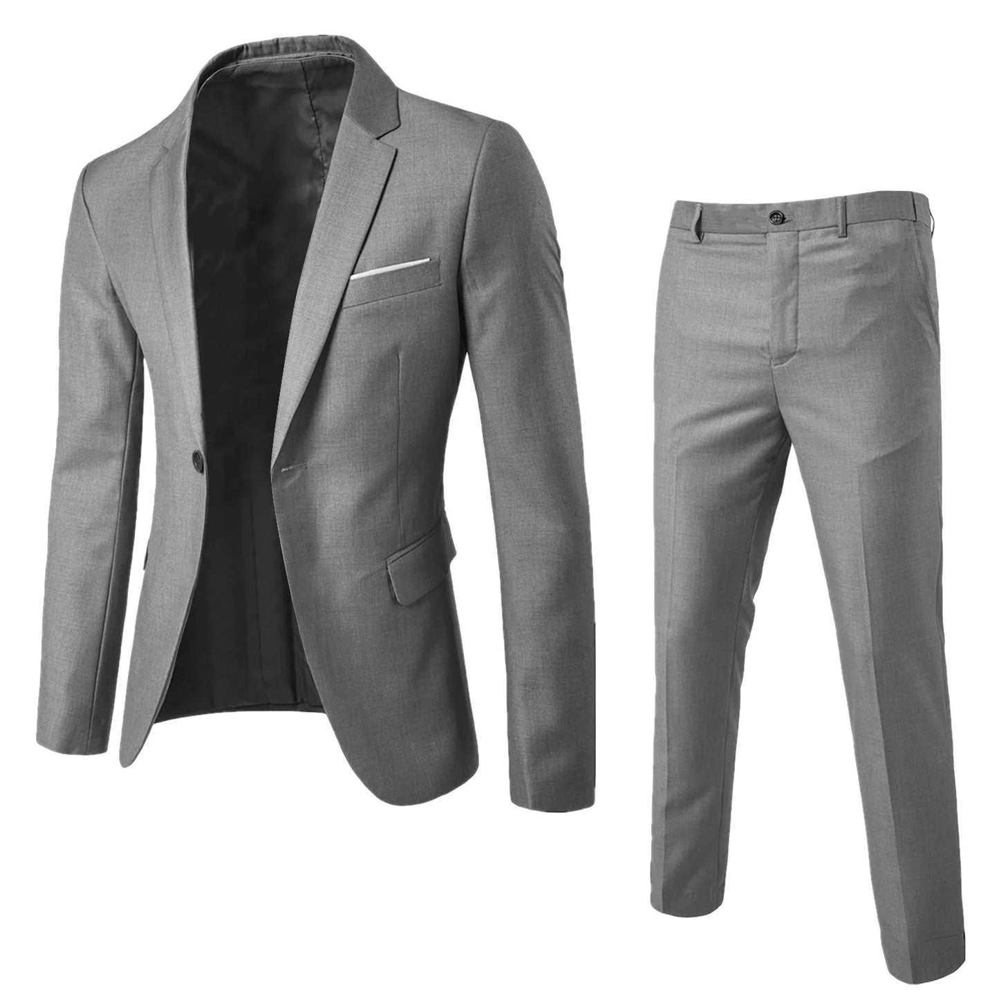 Suits Men Two Piece Sets Pant Set Blazer Turn Down Collar Full Sleeve Slim Fit Tight Waist Coat Long Pants Wedding Fabric Upgade