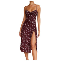 Elegante vestido con estampado floral y tirantes finos para mujer 2024, camisola con escote en V profundo, ropa de mujer