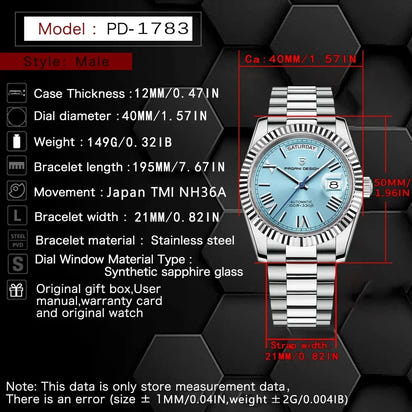 PAGANI DESIGN DD40 Men's Watches 2025 Top Luxury Automatic NH36A Mechanical Wristwatches AR Sapphire Mirror Watch For Men Clock
