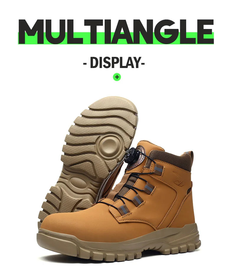 Wasserdichte Sicherheitsstiefel für Herren, unzerstörbare Stahlkappen-Arbeitsstiefel, stoß- und stichfeste Sicherheitsschuhe, Biker-Boots Para Hombre