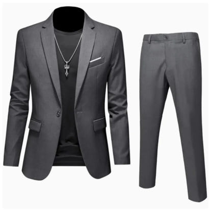 Suits Men Two Piece Sets Pant Set Blazer Turn Down Collar Full Sleeve Slim Fit Tight Waist Coat Long Pants Wedding Fabric Upgade