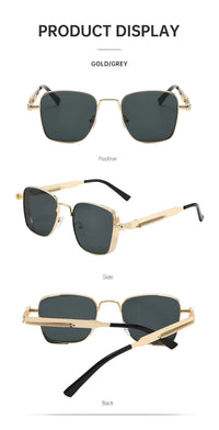 Fashion Half Frame Sunglasses for Men Women Punk Sunglasses Travel Driving UV Resistant Sunglasses Trendy Goggles Shades UV400