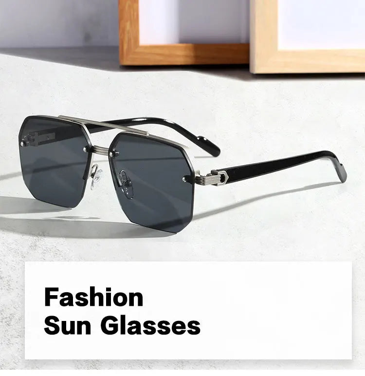 Fashion Half Frame Sunglasses for Men Women Punk Sunglasses Travel Driving UV Resistant Sunglasses Trendy Goggles Shades UV400