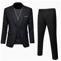 Suits Men Two Piece Sets Pant Set Blazer Turn Down Collar Full Sleeve Slim Fit Tight Waist Coat Long Pants Wedding Fabric Upgade