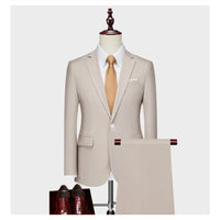 Suits Men Two Piece Sets Pant Set Blazer Turn Down Collar Full Sleeve Slim Fit Tight Waist Coat Long Pants Wedding Fabric Upgade