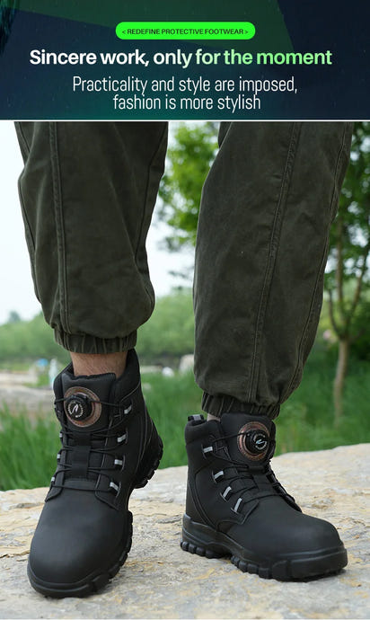 Wasserdichte Sicherheitsstiefel für Herren, unzerstörbare Stahlkappen-Arbeitsstiefel, stoß- und stichfeste Sicherheitsschuhe, Biker-Boots Para Hombre