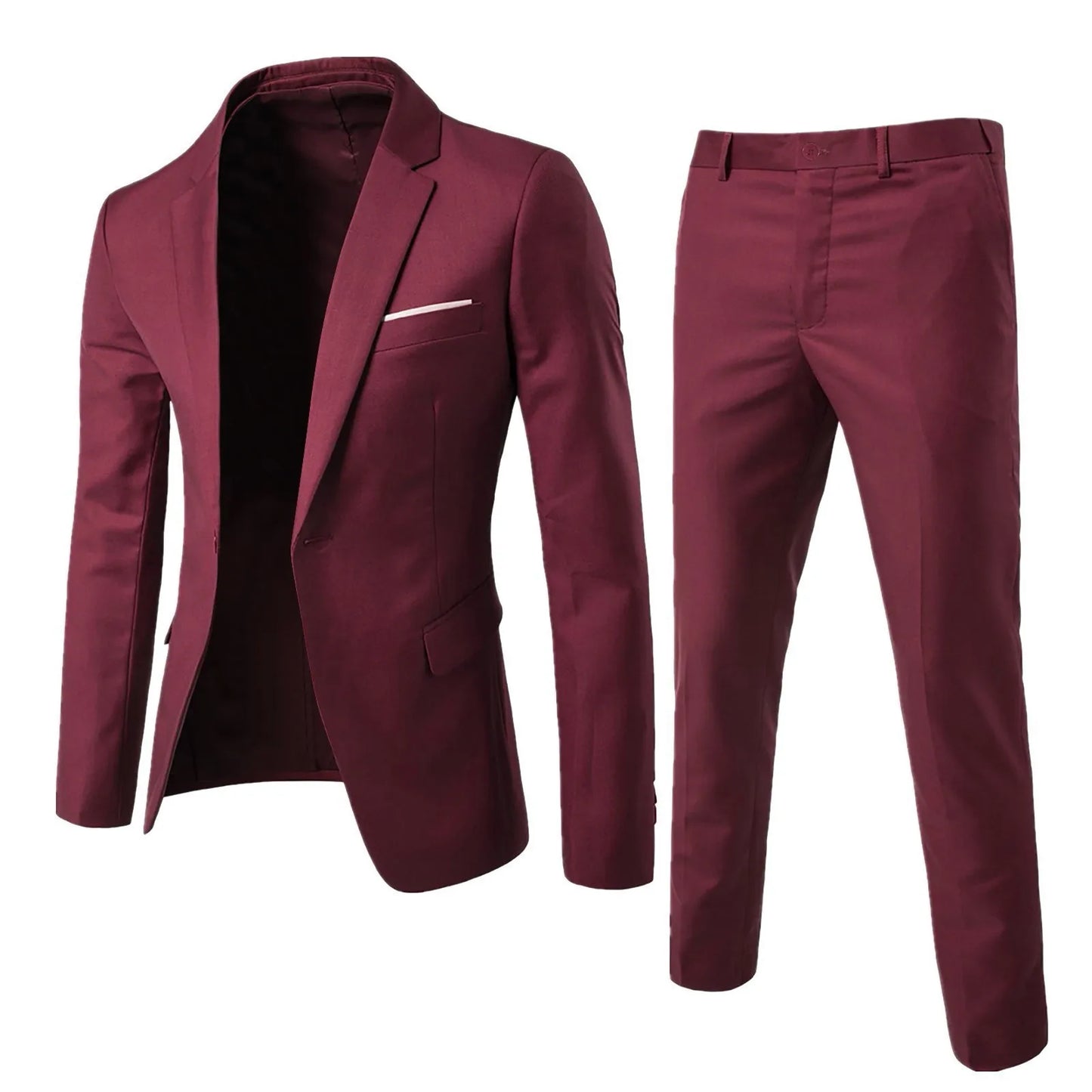 Suits Men Two Piece Sets Pant Set Blazer Turn Down Collar Full Sleeve Slim Fit Tight Waist Coat Long Pants Wedding Fabric Upgade