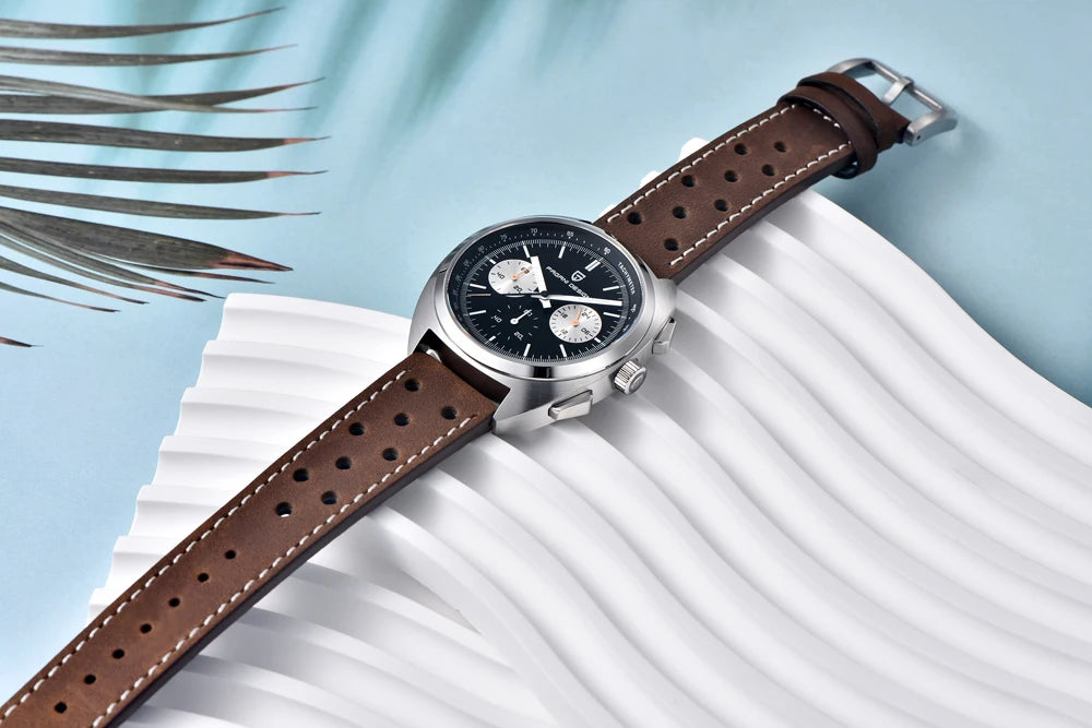 PAGANI DESIGN 2026 Retro Luxury Men's Watches Sports Chronograph VK63 Quartz Watch For Men AR Sapphire Waterproof Leather Clock