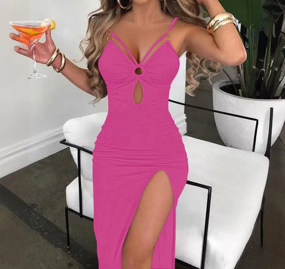 Vestido ajustado para mujer, ropa de calle, vestidos con abertura alta, moda versátil, falda corta sin mangas para mujer, verano 2024, nuevo