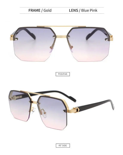 Fashion Half Frame Sunglasses for Men Women Punk Sunglasses Travel Driving UV Resistant Sunglasses Trendy Goggles Shades UV400