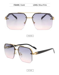 Fashion Half Frame Sunglasses for Men Women Punk Sunglasses Travel Driving UV Resistant Sunglasses Trendy Goggles Shades UV400