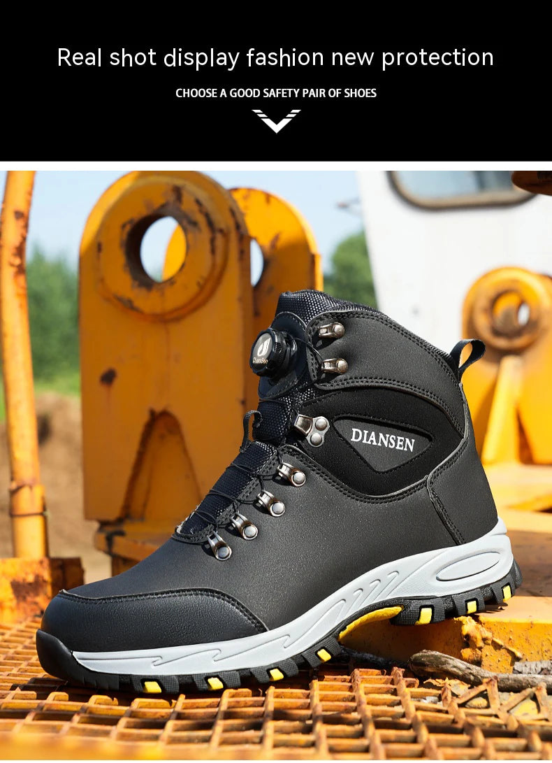 Zapatos de seguridad con botón giratorio, zapatillas de trabajo para hombre, zapatos indestructibles, zapatos de protección antipinchazos, botas de trabajo, botas tácticas.
