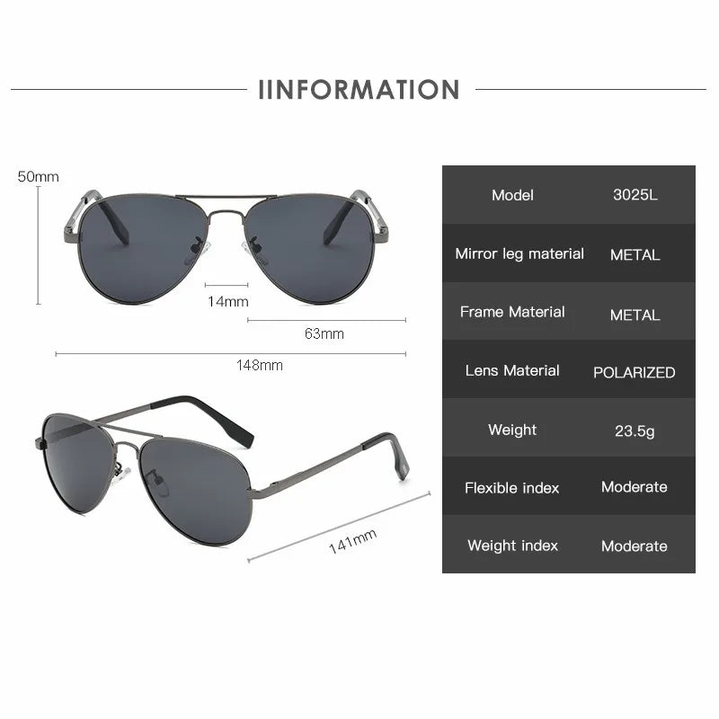 2025 Aviation Metail Frame Polarized Sunglasses Men Brand Designer Sun Glasses Women Pilot Male Eyewear Driving UV400