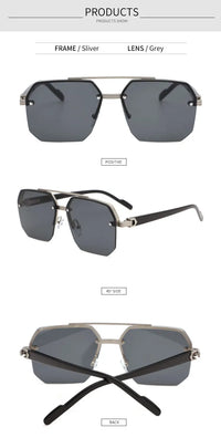 Fashion Half Frame Sunglasses for Men Women Punk Sunglasses Travel Driving UV Resistant Sunglasses Trendy Goggles Shades UV400