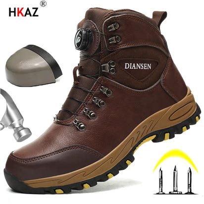 Zapatos de seguridad con botón giratorio, zapatillas de trabajo para hombre, zapatos indestructibles, zapatos de protección antipinchazos, botas de trabajo, botas tácticas.