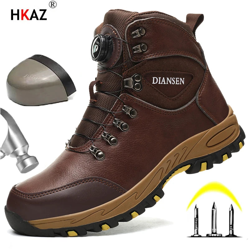 Zapatos de seguridad con botón giratorio, zapatillas de trabajo para hombre, zapatos indestructibles, zapatos de protección antipinchazos, botas de trabajo, botas tácticas.