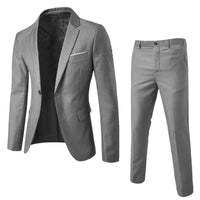Suits Men Two Piece Sets Pant Set Blazer Turn Down Collar Full Sleeve Slim Fit Tight Waist Coat Long Pants Wedding Fabric Upgade
