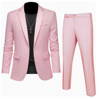 Suits Men Two Piece Sets Pant Set Blazer Turn Down Collar Full Sleeve Slim Fit Tight Waist Coat Long Pants Wedding Fabric Upgade