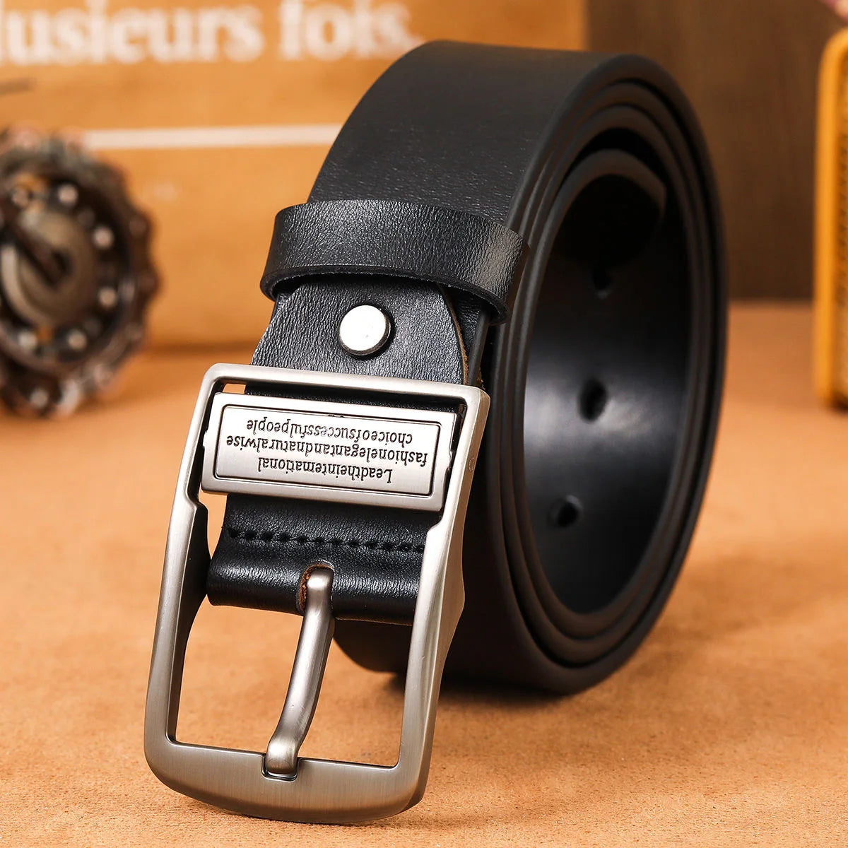 New leather men's retro belt fashionable metal alloy needle buckle adult luxury brand jeans business casual waist men's belt
