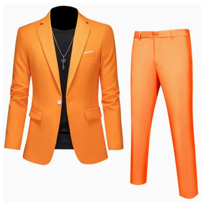 Suits Men Two Piece Sets Pant Set Blazer Turn Down Collar Full Sleeve Slim Fit Tight Waist Coat Long Pants Wedding Fabric Upgade