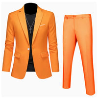 Suits Men Two Piece Sets Pant Set Blazer Turn Down Collar Full Sleeve Slim Fit Tight Waist Coat Long Pants Wedding Fabric Upgade