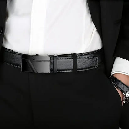 Fashion Automatic Buckle Belt for Men Famous Brand Business Belt Men PU Leather Waist Straps Black Male Jeans Belts for Men