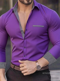 Camisa de negocios para hombre, con solapa, color negro, blanco y gris, manga larga con botones para exteriores, tela suave de alta calidad, tallas XS-6XL