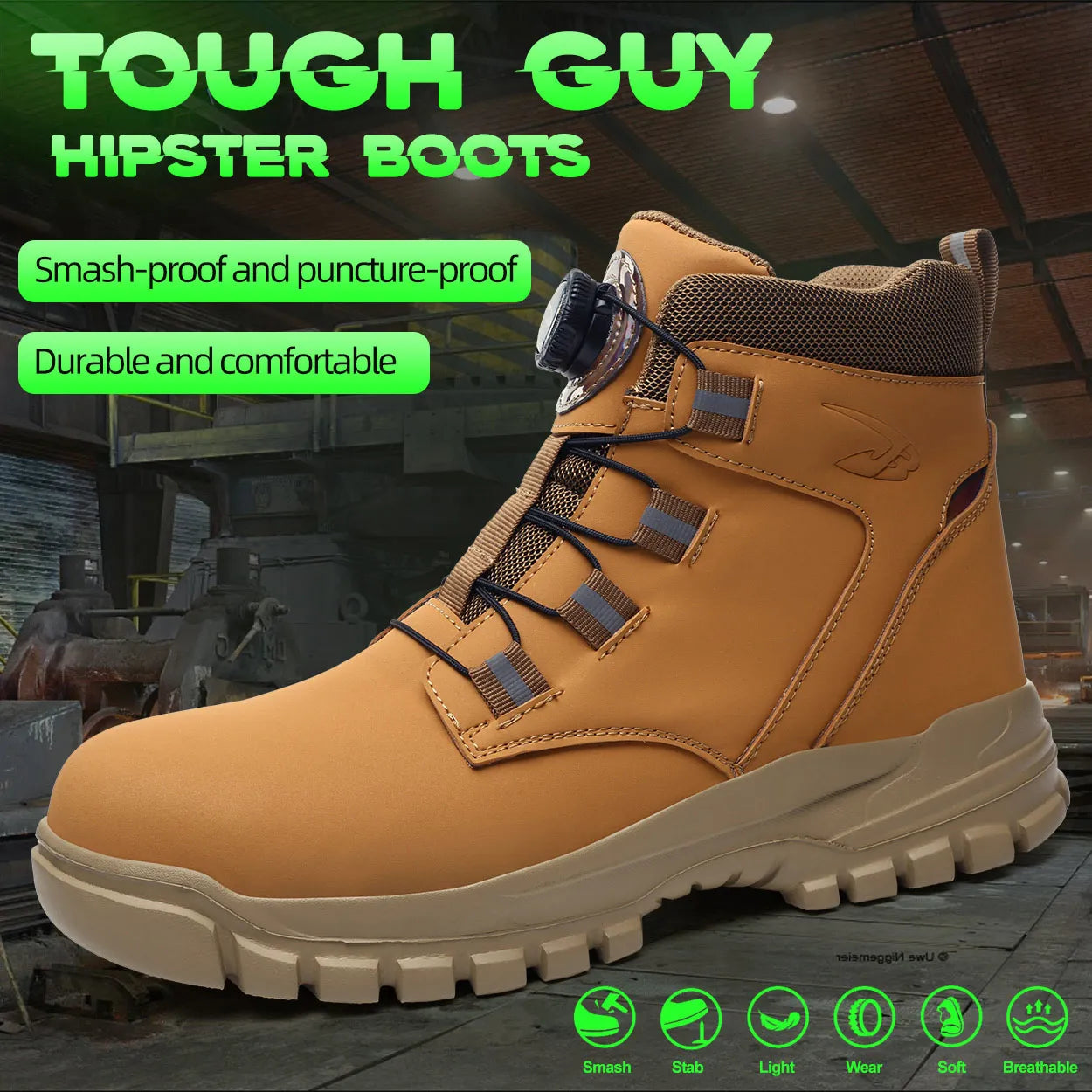 Wasserdichte Sicherheitsstiefel für Herren, unzerstörbare Stahlkappen-Arbeitsstiefel, stoß- und stichfeste Sicherheitsschuhe, Biker-Boots Para Hombre