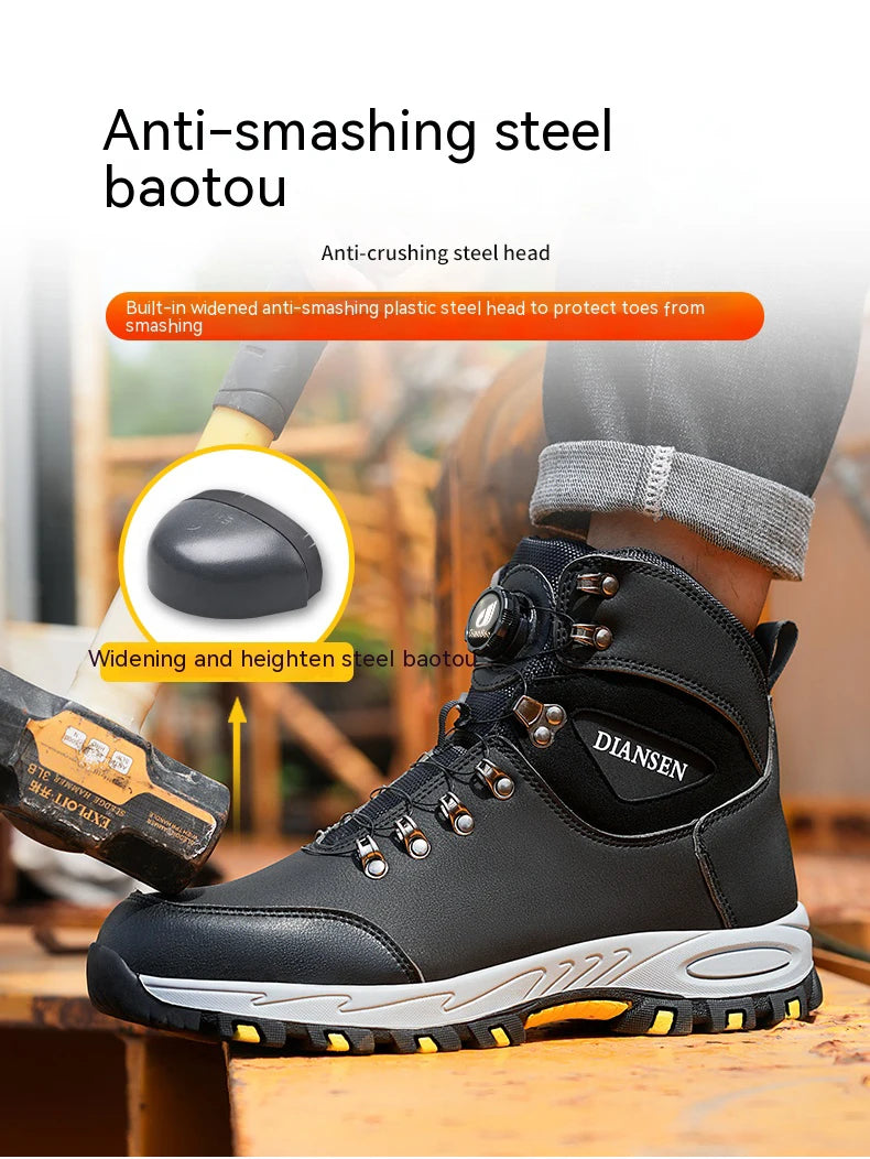 Zapatos de seguridad con botón giratorio, zapatillas de trabajo para hombre, zapatos indestructibles, zapatos de protección antipinchazos, botas de trabajo, botas tácticas.